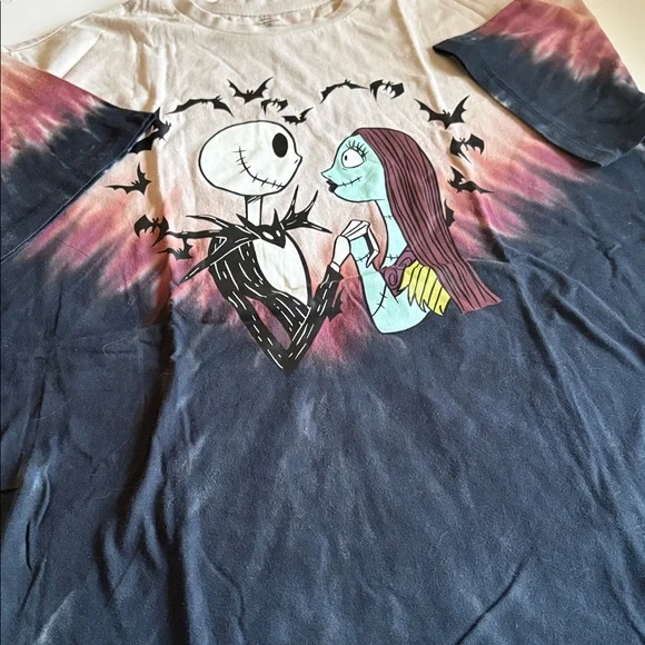 NWT Nightmare Before Christmas 100% Organic Cotton Women’s shirt Black tie dye L - Picture 6 of 11